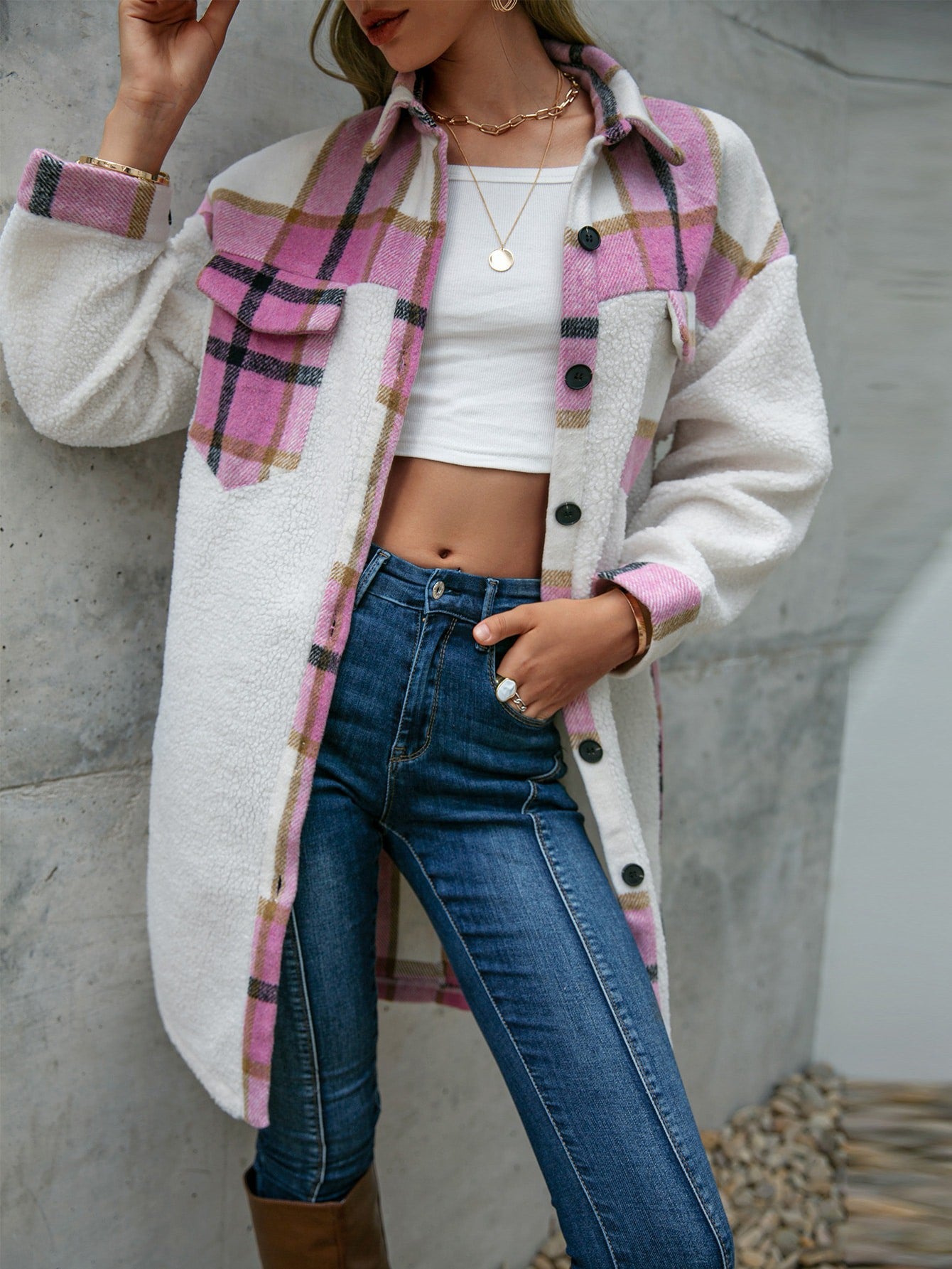 Long plaid coat