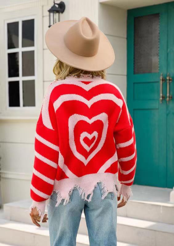 Heart Distressed Sweater