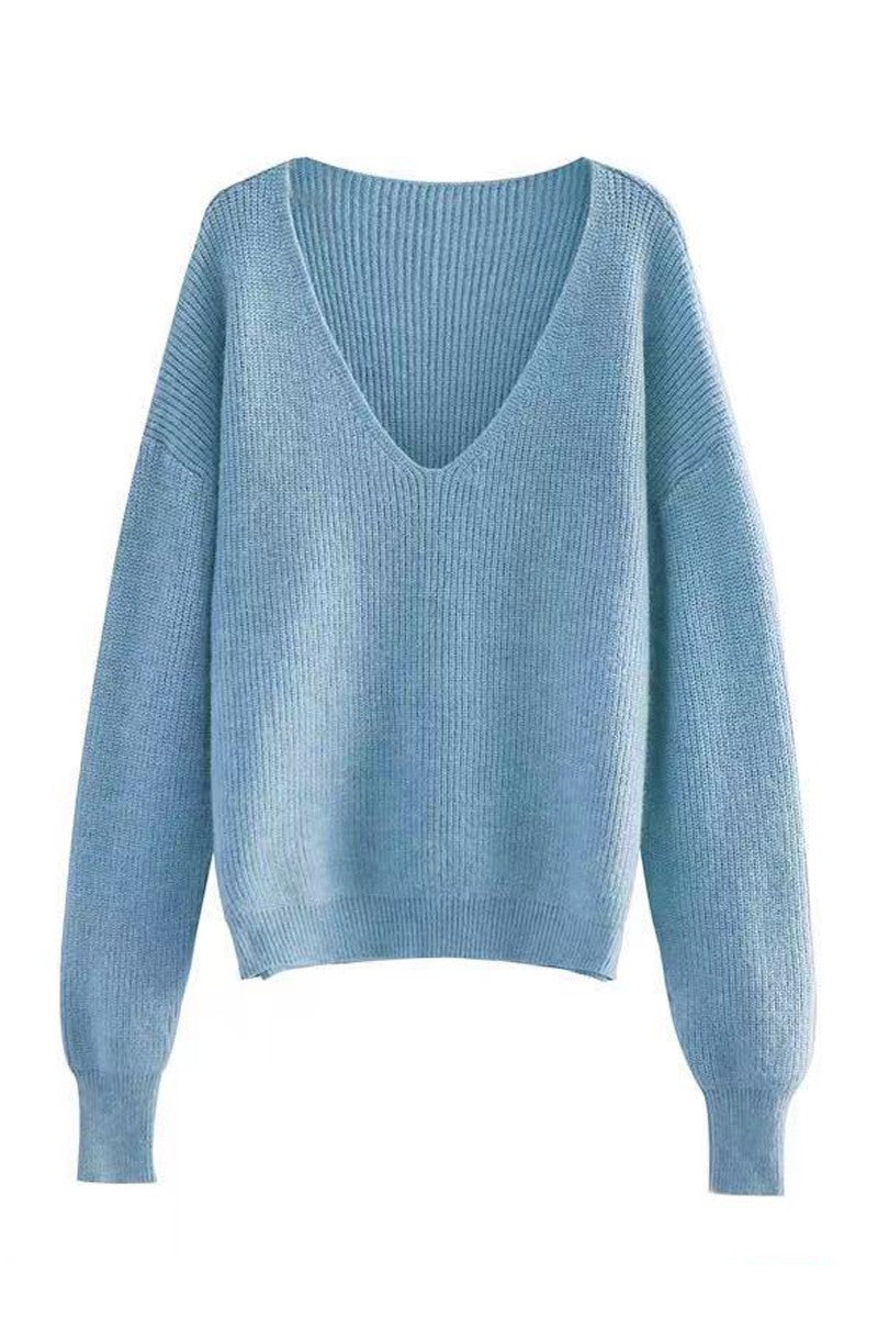 Ribbed v neck sweater