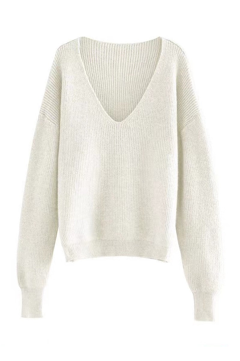 Ribbed v neck sweater