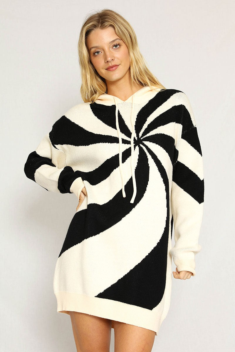 Mod swirl hoodie dress