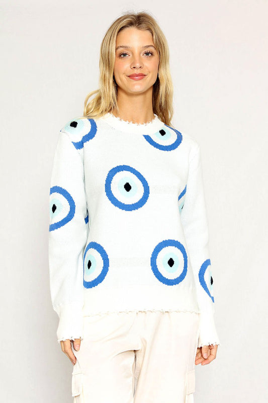 Evil eye knit sweater