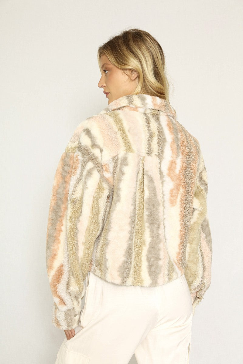 Marble printed sherpa jacket