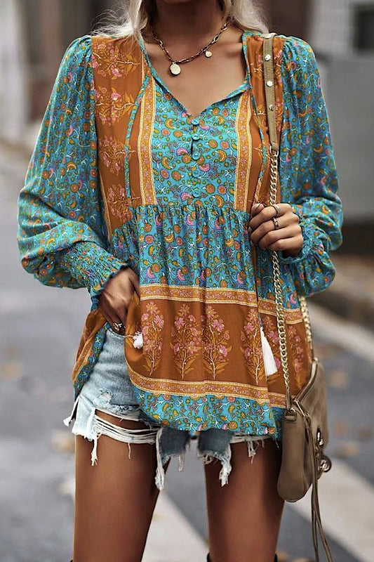 Printed long sleeve blouse