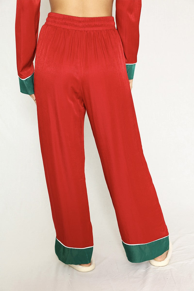 Textured Satin Holiday Pajama Set