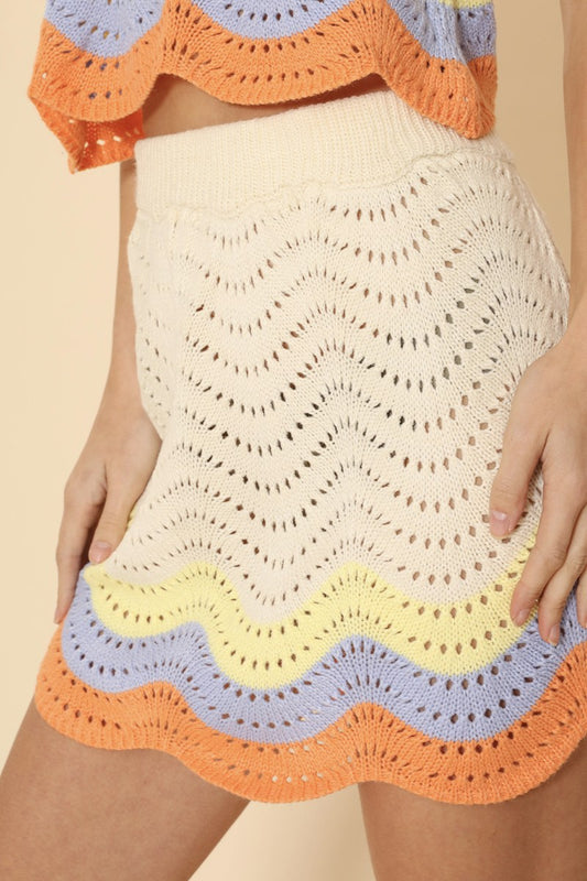 Retro wave knit skirt