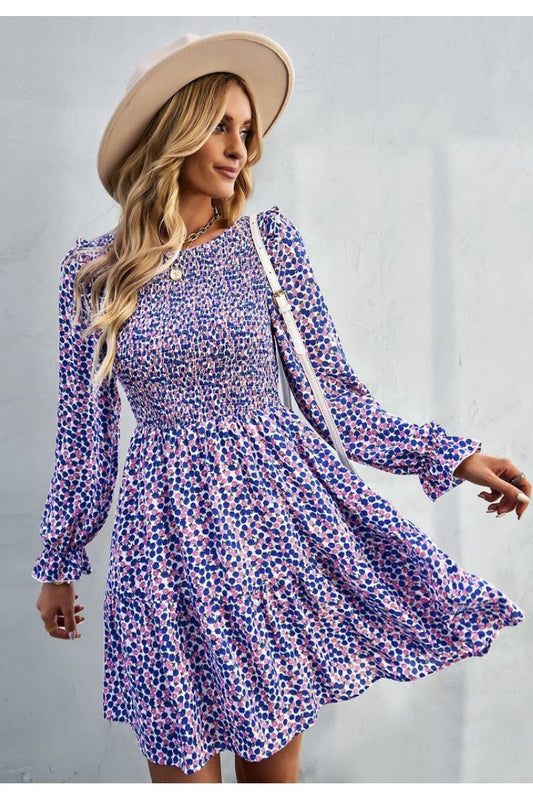 Long sleeve floral babydoll dress