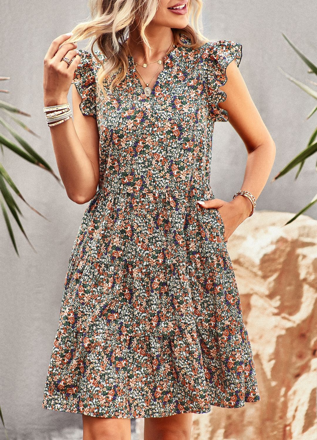 Floral V-Neck Dress