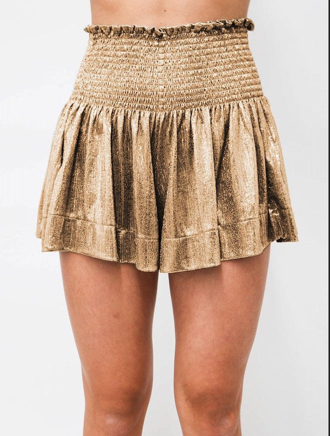 Smocked Waist Velvet Shorts