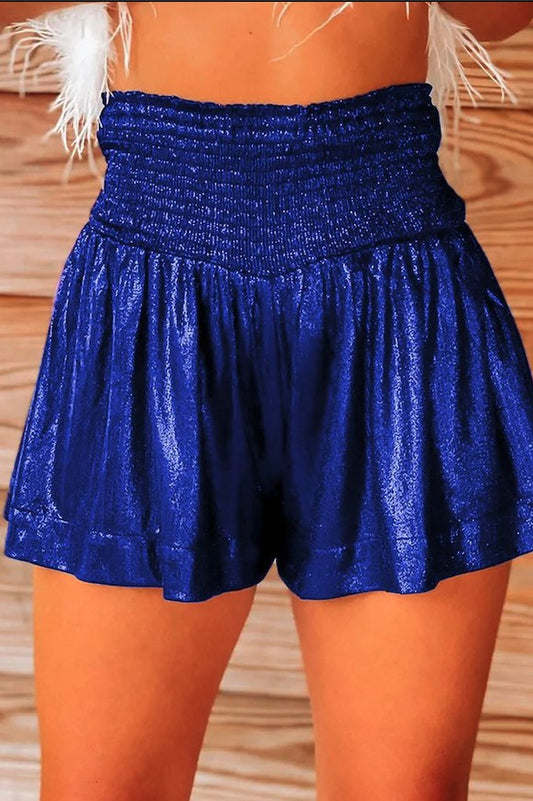 Smocked Waist Velvet Shorts