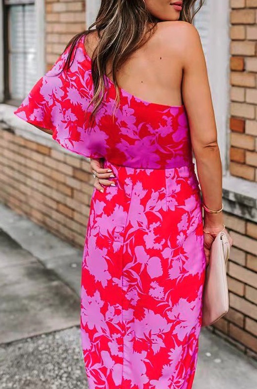 Floral One Shoulder Dress