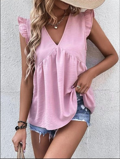 Babydoll Ruffle Sleeve Top