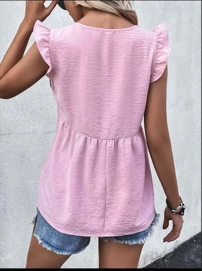 Babydoll Ruffle Sleeve Top