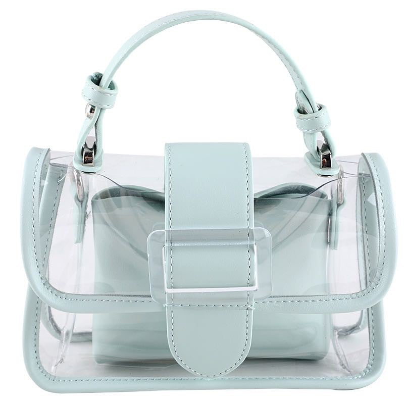 Translucent buckle satchel handbag