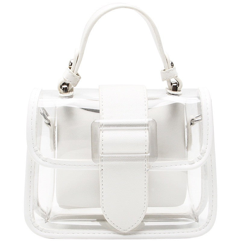 Translucent buckle satchel handbag