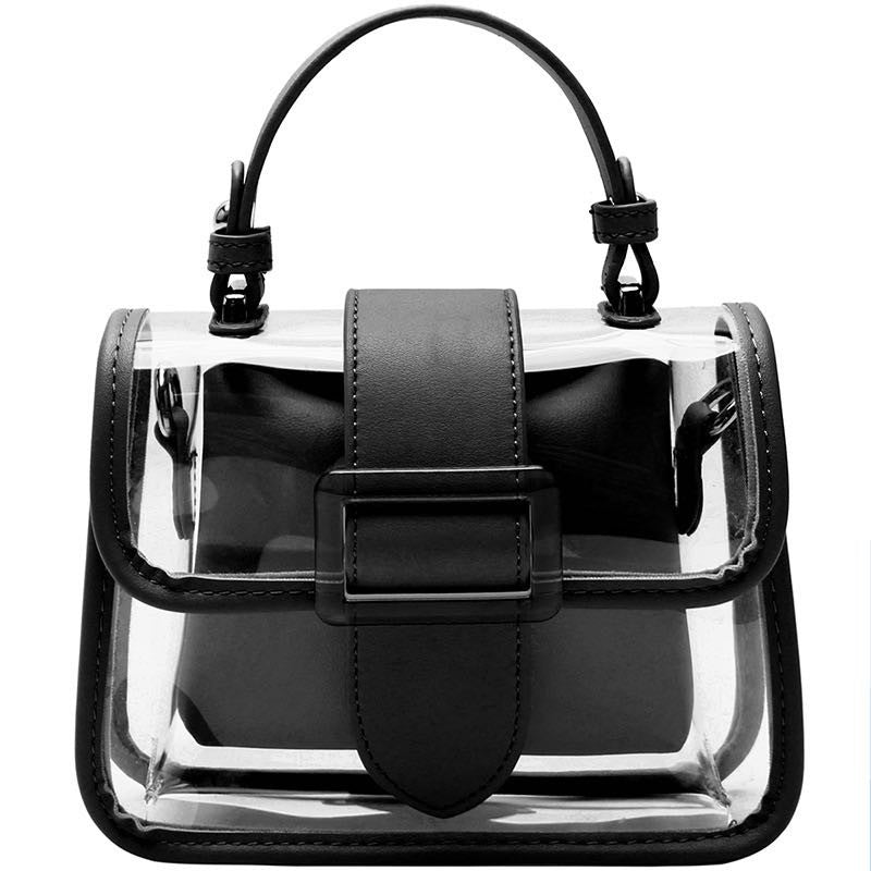 Translucent buckle satchel handbag