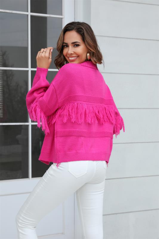 Open front fringe cardigan