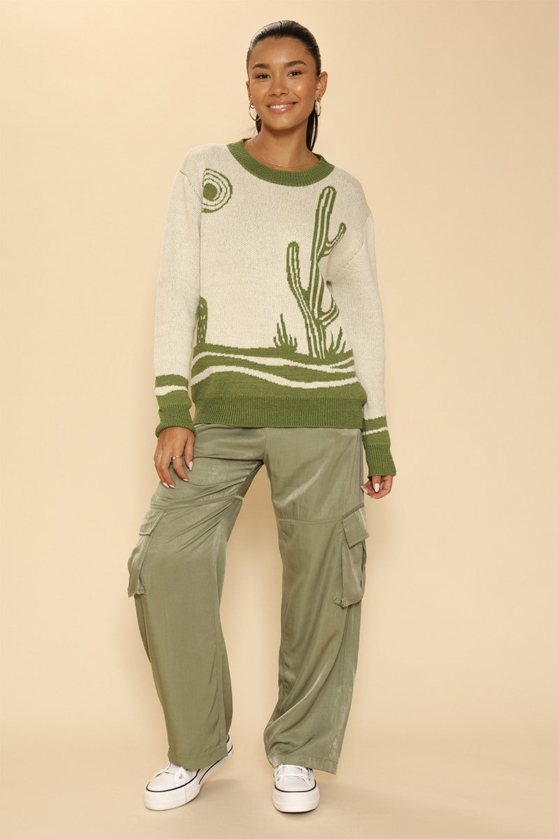 Desert cactus knit sweater