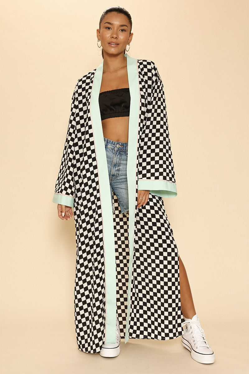 Checkered kimono