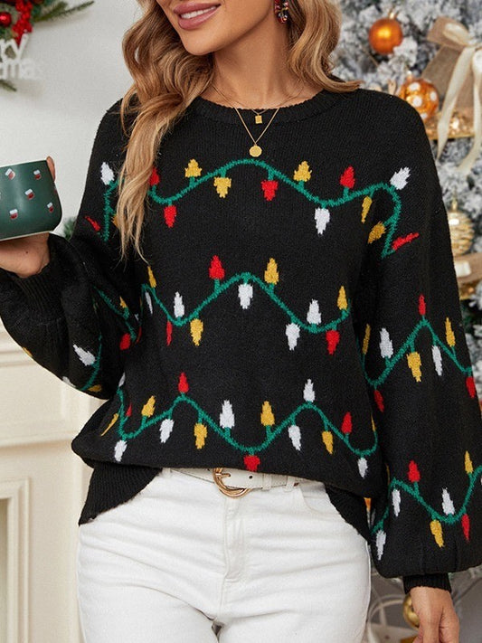 Holiday lights sweater