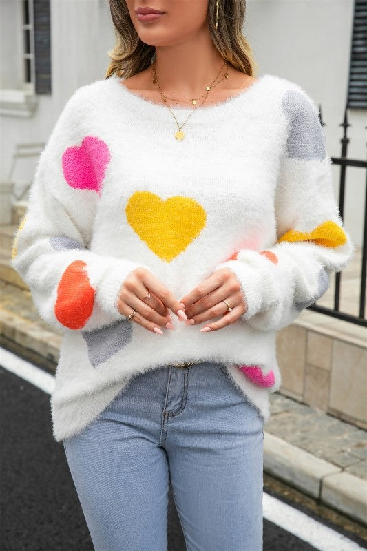 All over hearts sweater