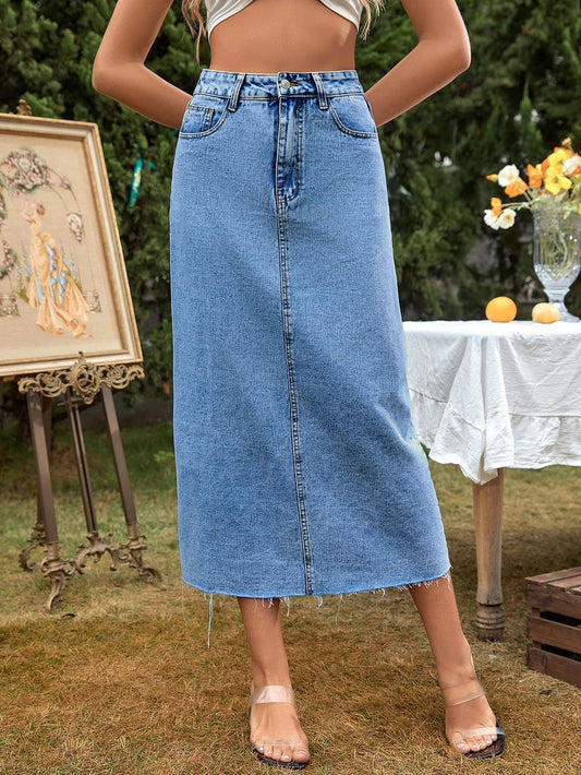 Midi denim skirt