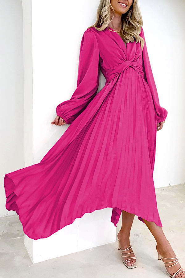 Pleated long sleeve dress