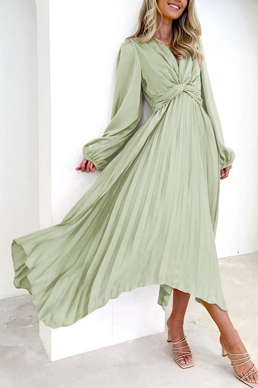 Pleated long sleeve dress