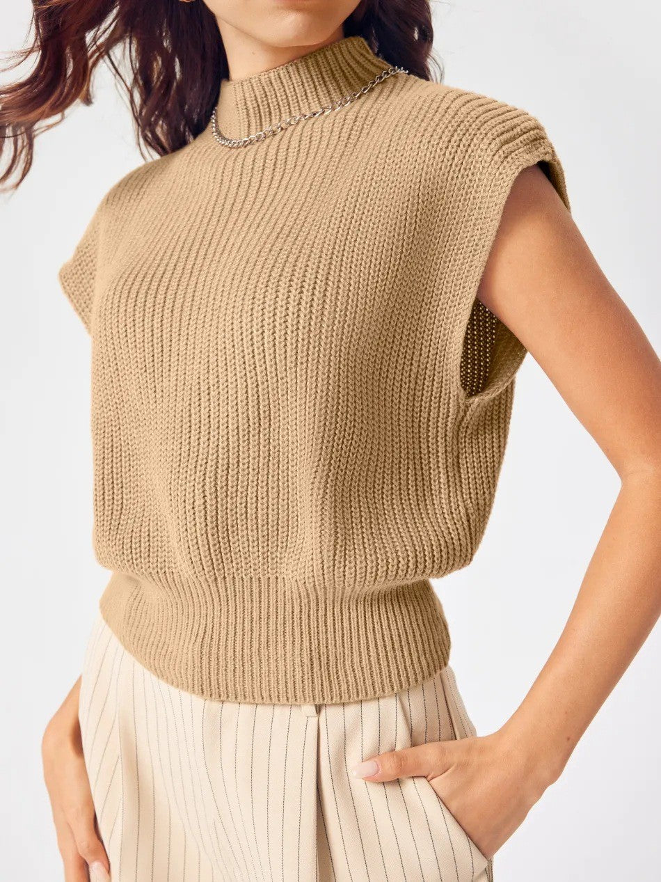 Cropped knit sleeveless sweater