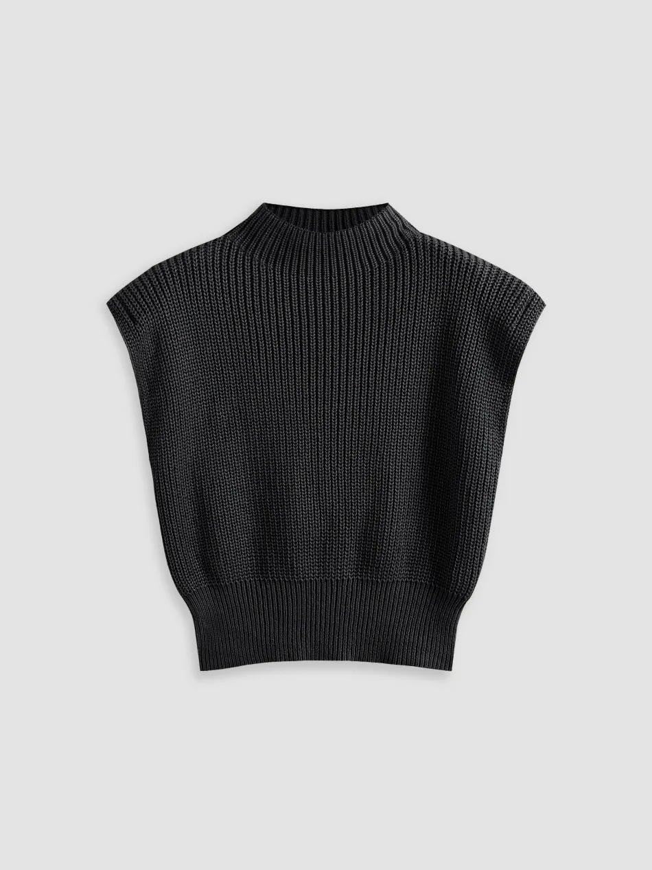 Cropped knit sleeveless sweater