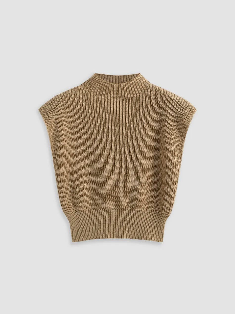 Cropped knit sleeveless sweater