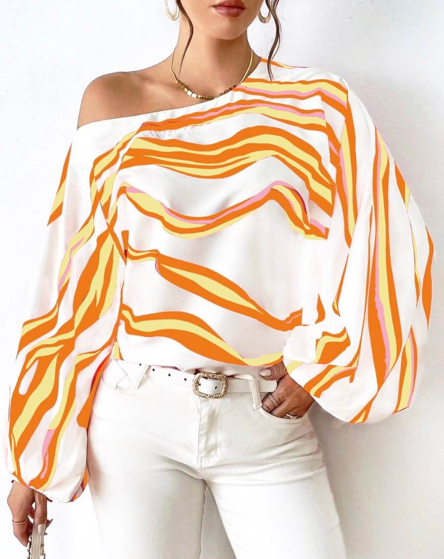 Striped off shoulder blouse