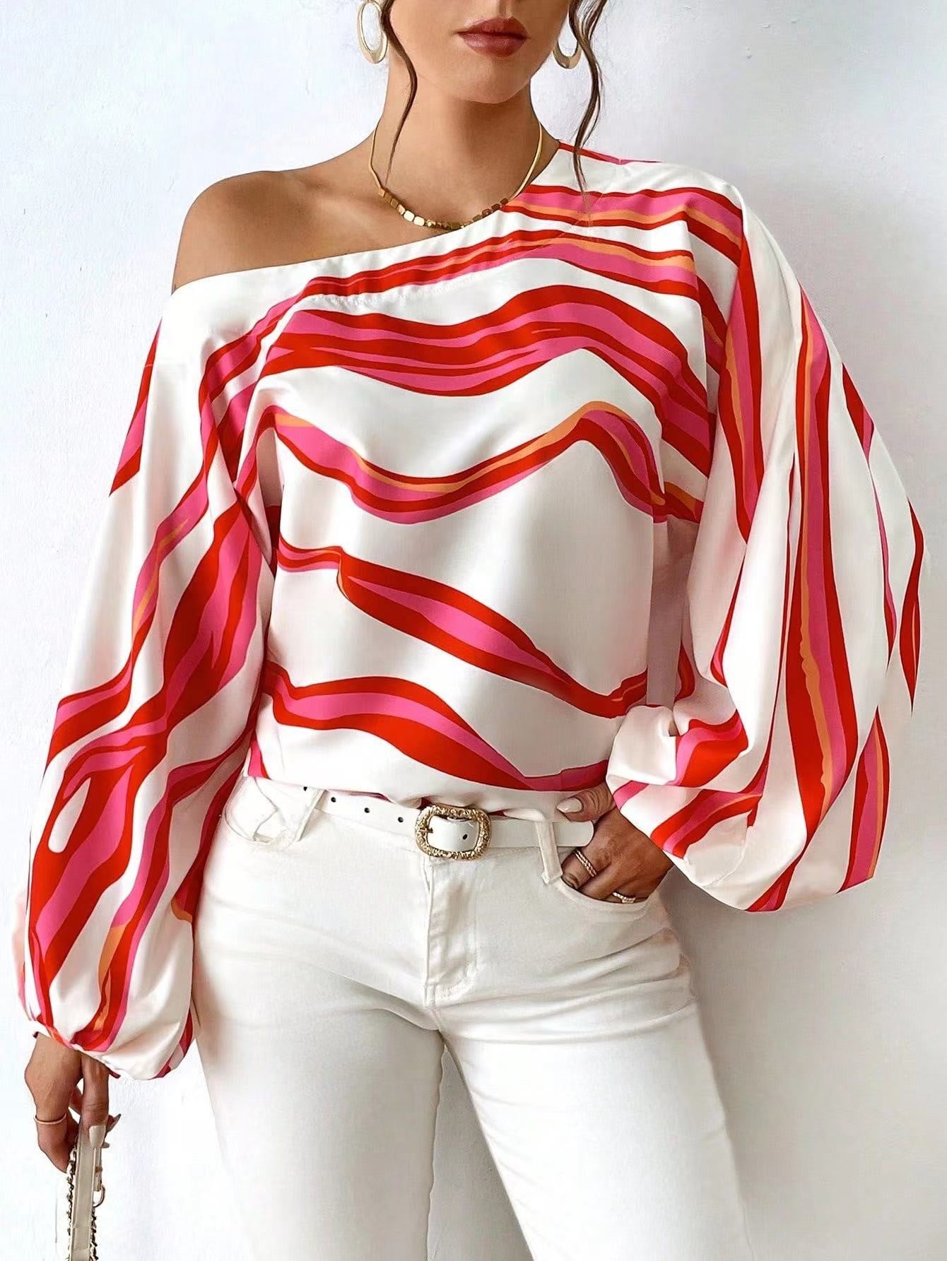 Striped off shoulder blouse