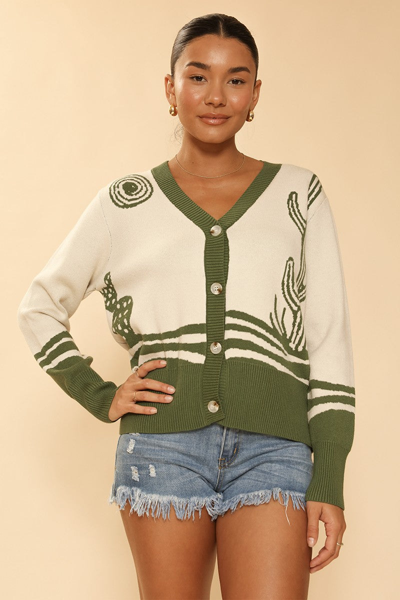 Desert cactus knit cardigan