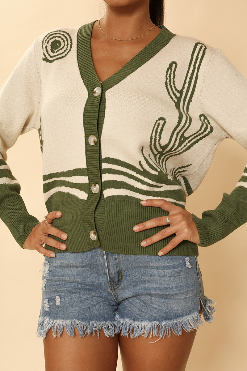 Desert cactus knit cardigan