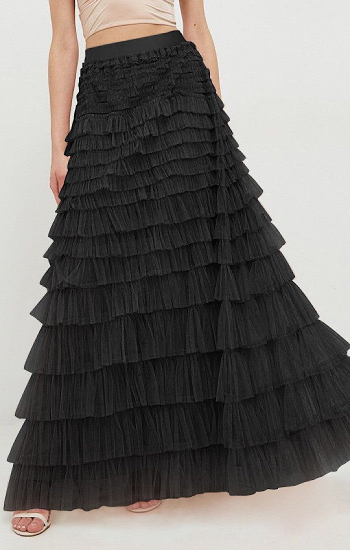 Tiered midi skirt