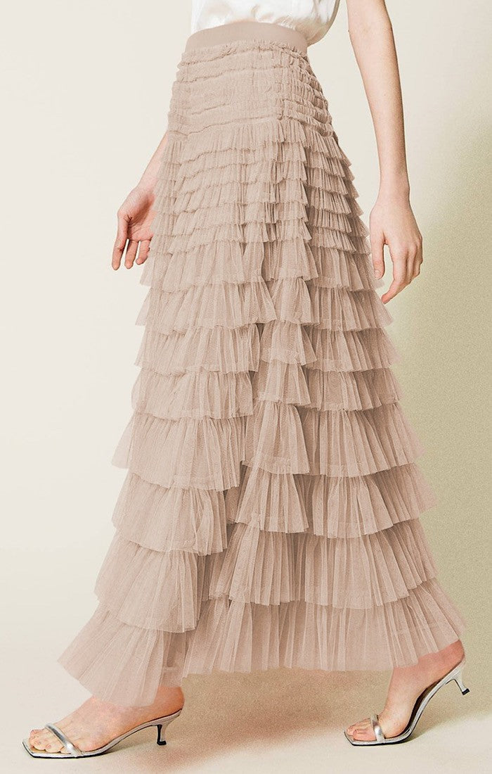 Tiered midi skirt