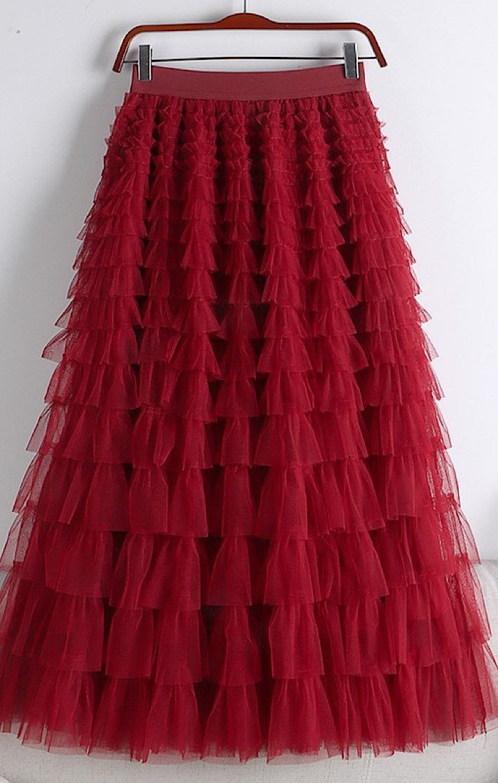 Tiered midi skirt