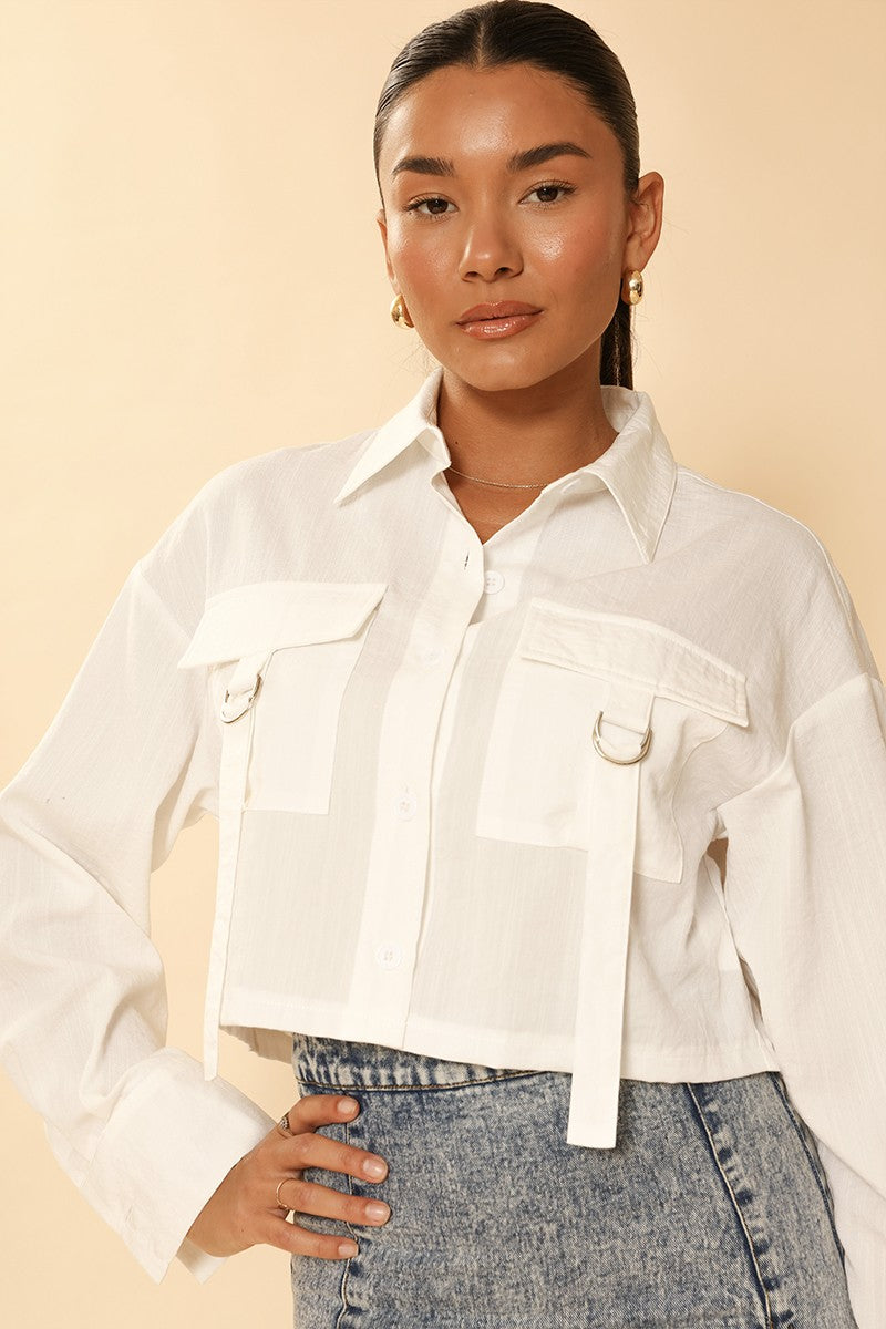 Cropped button front top