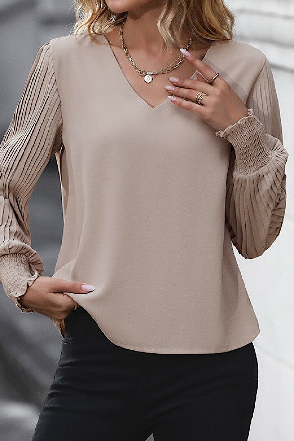 Long sleeve v neck blouse