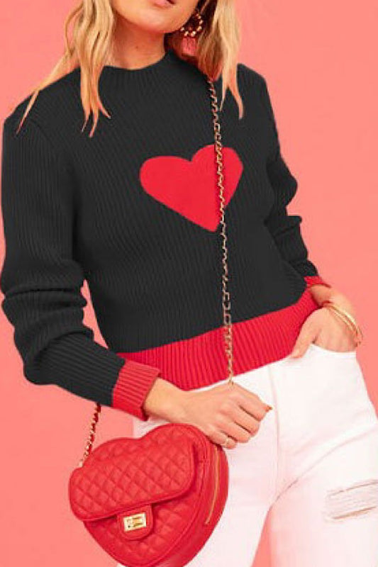 Ribbed heart sweater