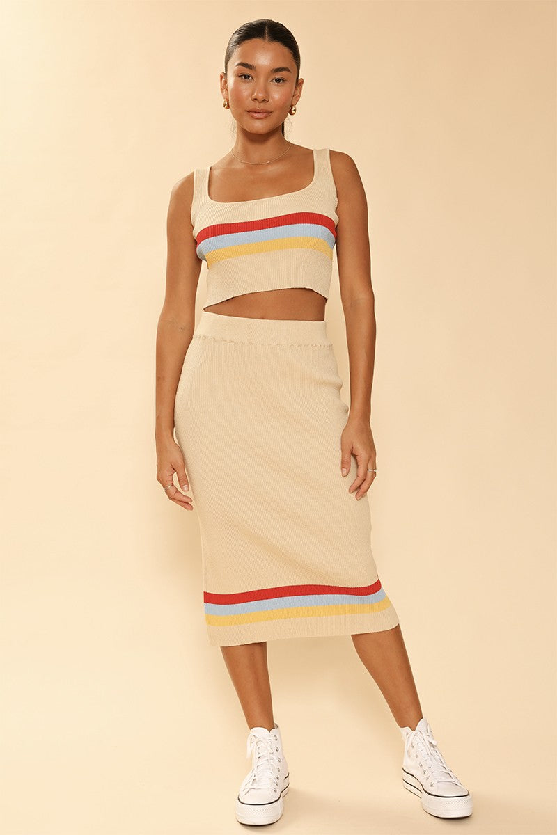 Retro stripe skirt set