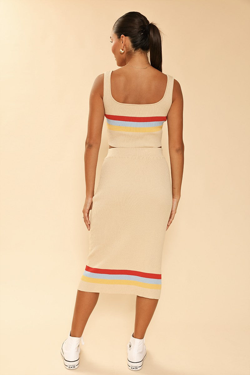 Retro stripe skirt set