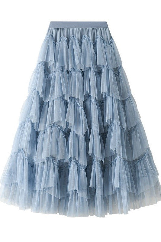 Tiered chiffon midi skirt