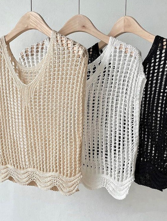 Open knit tank top