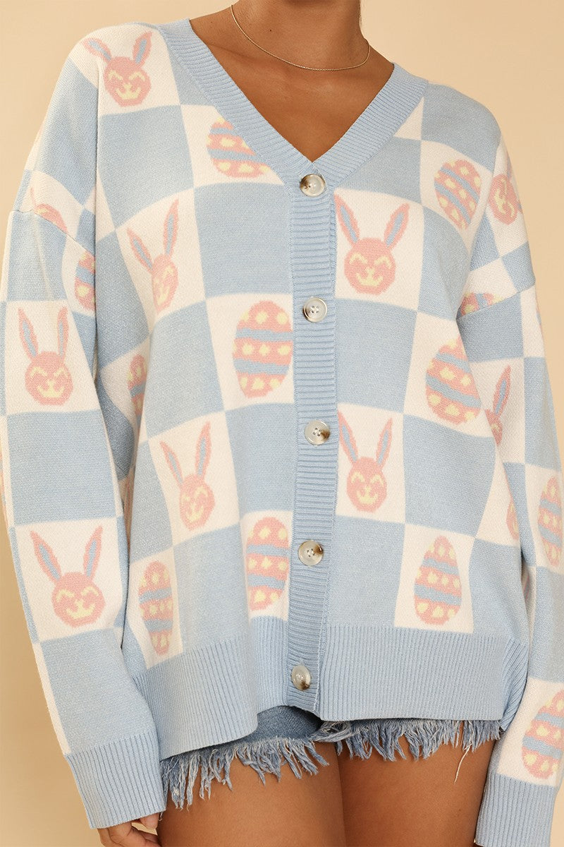 Easter bunny check cardigan