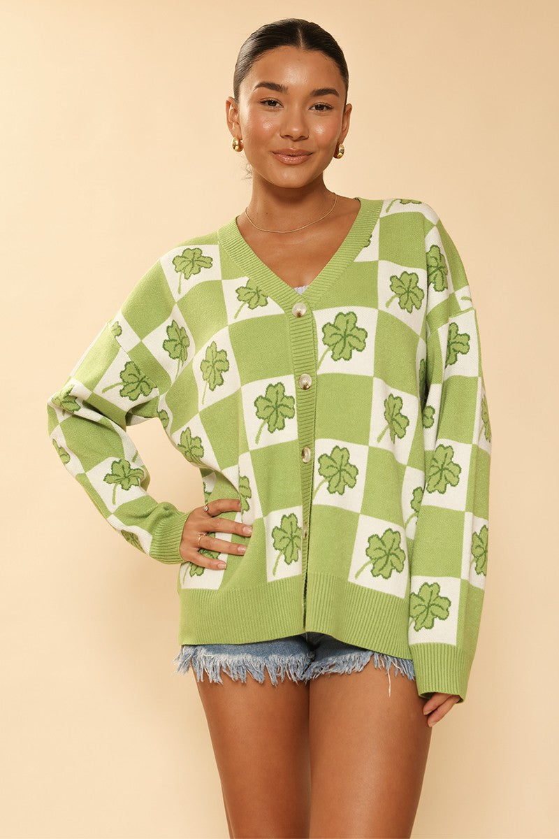 Shamrock check cardigan