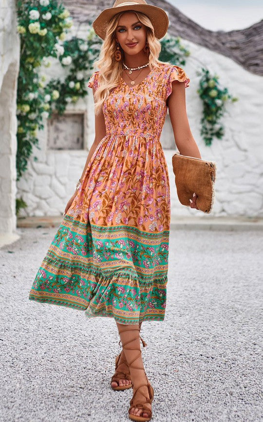 Floral print midi dress