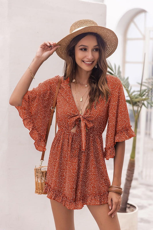 Ruffled trim Romper