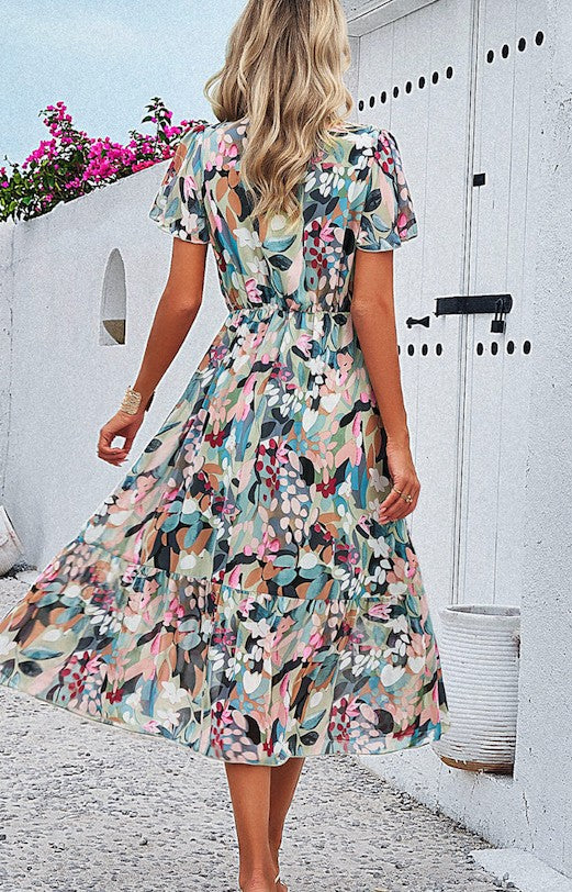 Floral print v-neck dress